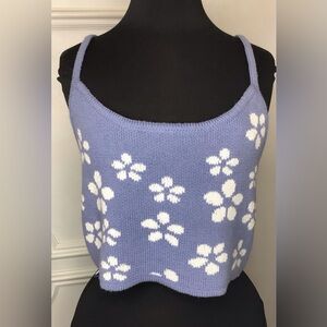Aeropostale Floral Knit Camisole - Lavender and White Size L